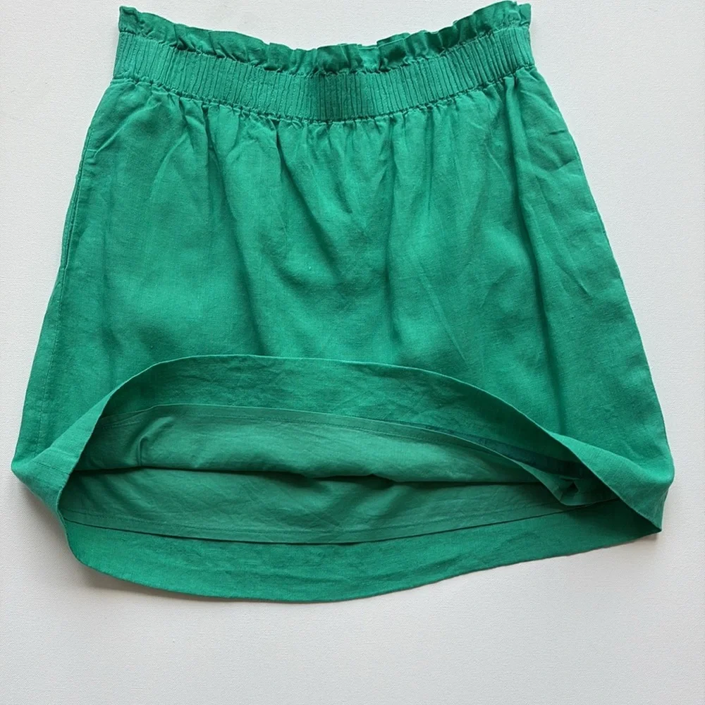 J.Crew Pull-On Linen Mini Skirt- Jade Green- Size 8 - Picture 5 of 6
